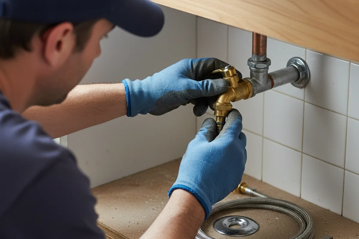 Shutoff valve and fitting work during Burst Pipe Repair in Wells
